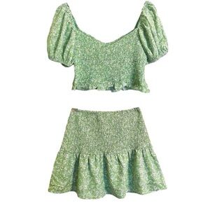 Sabo Skirt Two Piece Set in Floral Green